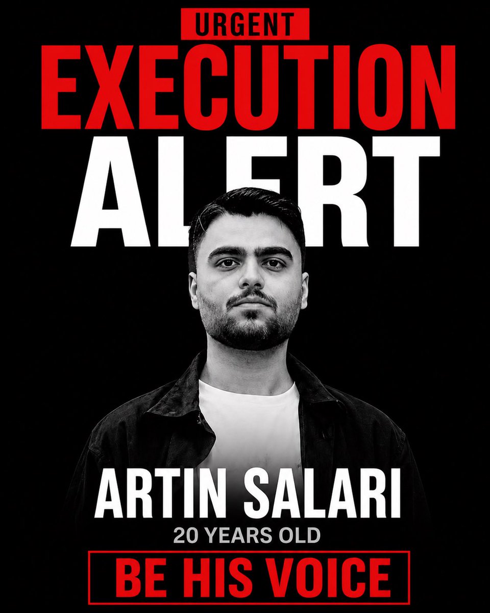 pink4iran's tweet photo. 🔴 URGENT

A death sentence has been issued for 20-year-old Artin Salari on the charge of “moharebeh.”
Artin was arrested in January in Nurabad Mamasani and has reportedly been subjected to severe torture and pressure during detention.
The Islamic regime is trying to execute a 20-year-old for protest.

Please be the voice of Artin Salari.
#آرتین_سالاری