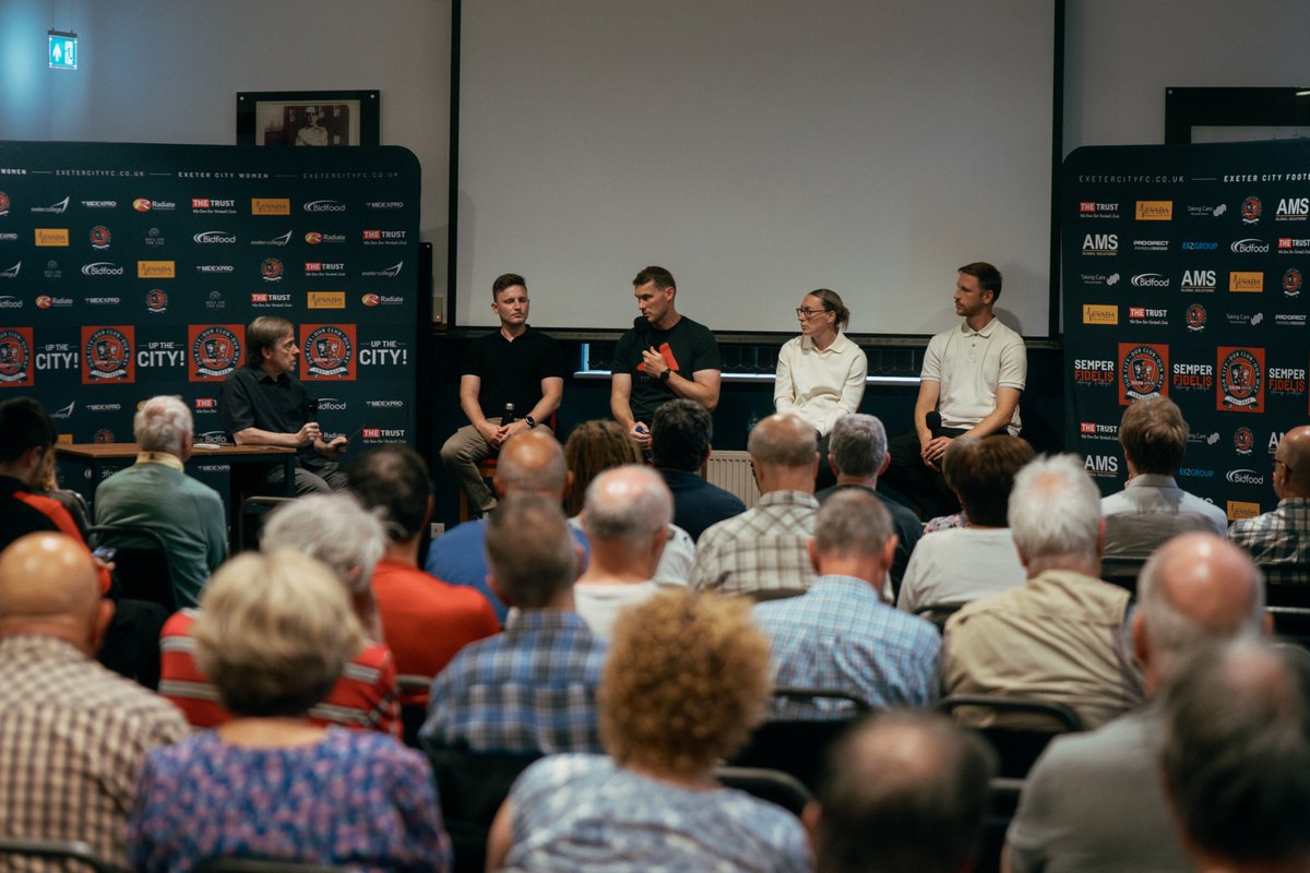 OfficialECFC's tweet photo. 📸 Matt Taylor, Marcus Flitcroft, Abbie Britton and Arran Pugh are now talking all things ECFC!

#ECFC #OurWay https://t.co/F5TCutR9Is