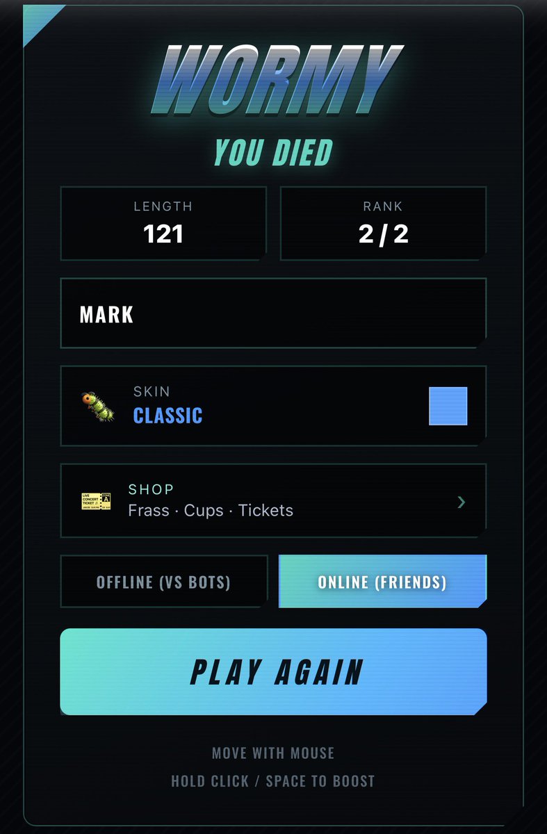 MarkINHype's tweet photo. @playwormy I just played the game

The proof https://t.co/U31FOyOyBC