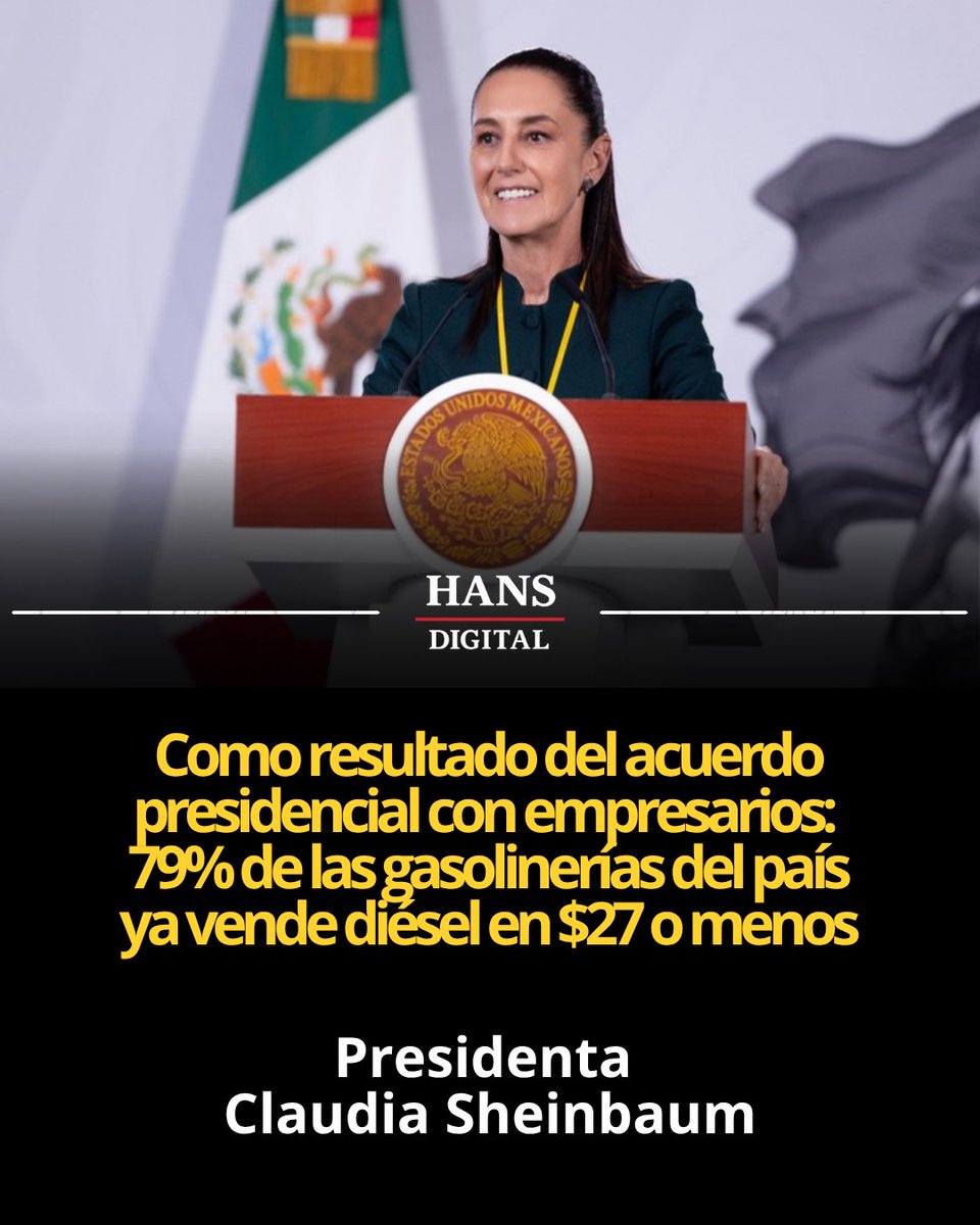 HansDigital2's tweet photo. 🛑Tras acuerdo de la presidenta @Claudiashein con #empresarios gasolineros, 79% de las estaciones ya venden el diésel a 27 pesos o menos: #Profeco
👉Varios productos de la canasta #PACIC bajaron de precio: #chile fresco, #jitomate, #plátano y #huevo. La Procuraduría Federal del Consumidor recomienda que antes de comprar, revise y compare más de tres mil artículos con la herramienta ‘Quién es Quién en los Precios‘
➡️ https://t.co/gO3hajEXXt