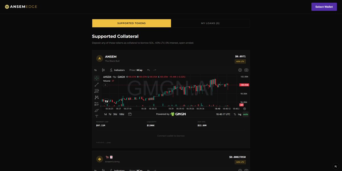 TryAnsemEdge's tweet photo. Real-time market data is now built into Ansem Edge.

Every supported collateral asset now includes a live price chart, allowing you to track market movements and monitor token value without leaving the platform. With real-time pricing and integrated charts, you can make informed borrowing decisions while keeping everything in one place.

More assets and features are coming soon.