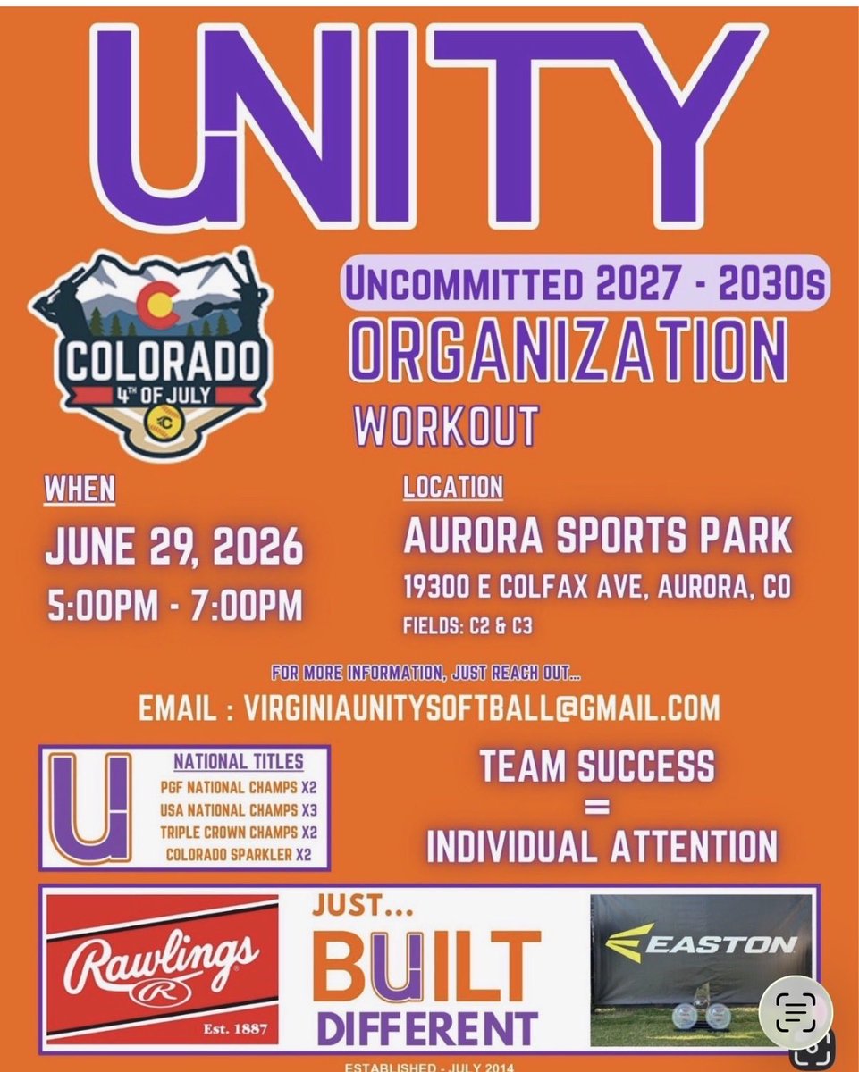 TaigenLeBel29's tweet photo. So excited to get my week started in Colorado with @Unity16u_Devin @VAUnitySB this evening. #itsallabouttheU 🙌💜🧡

@NCAASoftball @NCSA_CoachKK @CoachDailyNCSA @SportPrepX @tagupSoftball @gatorjack72 @CoastRecruits @CoastRecruitsSB https://t.co/ZzW1E0pOL7