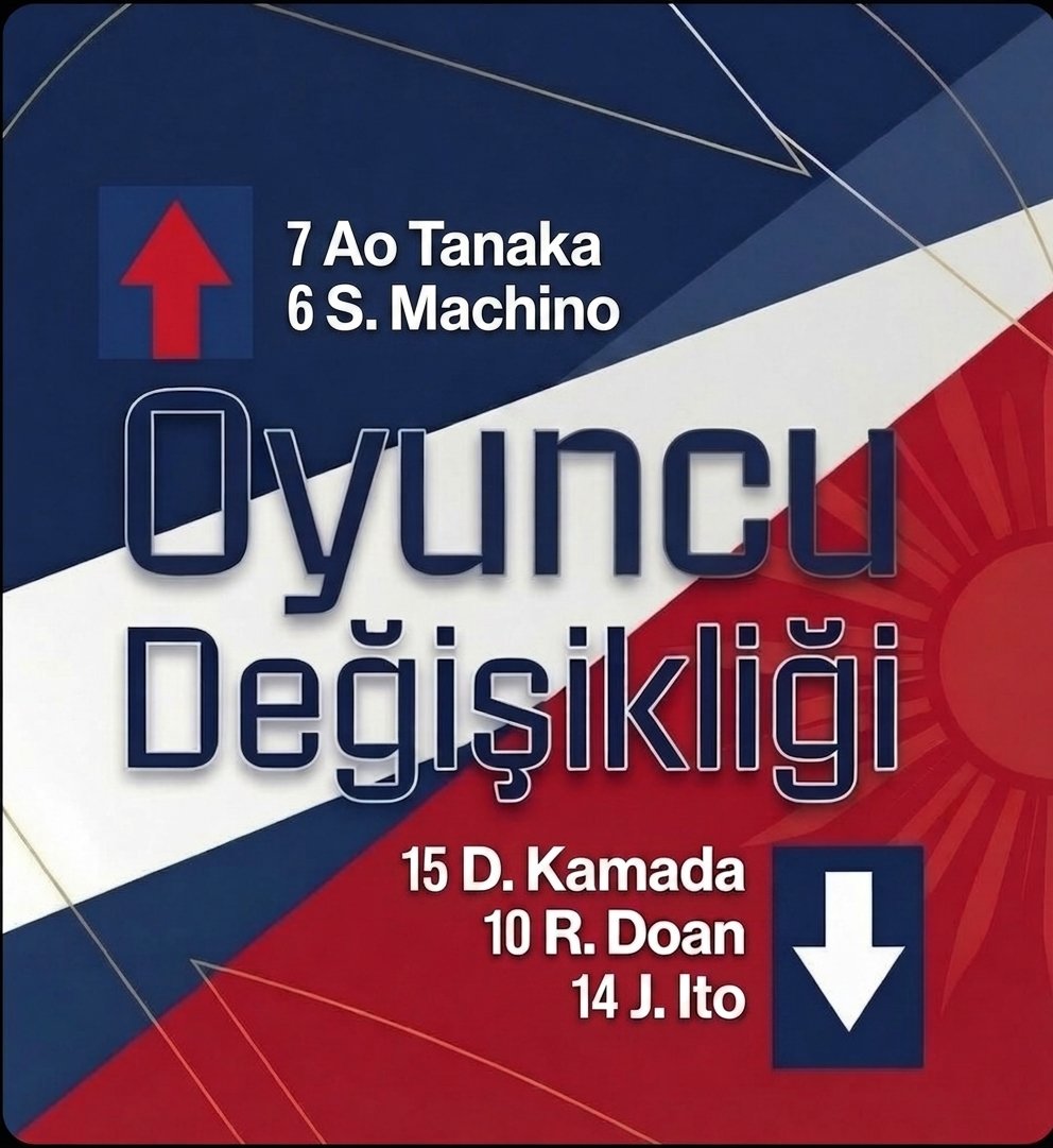 JPN_TR's tweet photo. 🔹 78' Oyuncu Değişikliği 🔹 https://t.co/sjaxlbRqdH