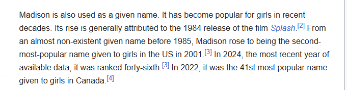 verylost34's tweet photo. @porcupossum @Dems__Ls That is true. 

The joke in the movie is that it's that Madison is not a name something that wouldn't make sense if it was a common name. https://t.co/KDCycAD5Ue
