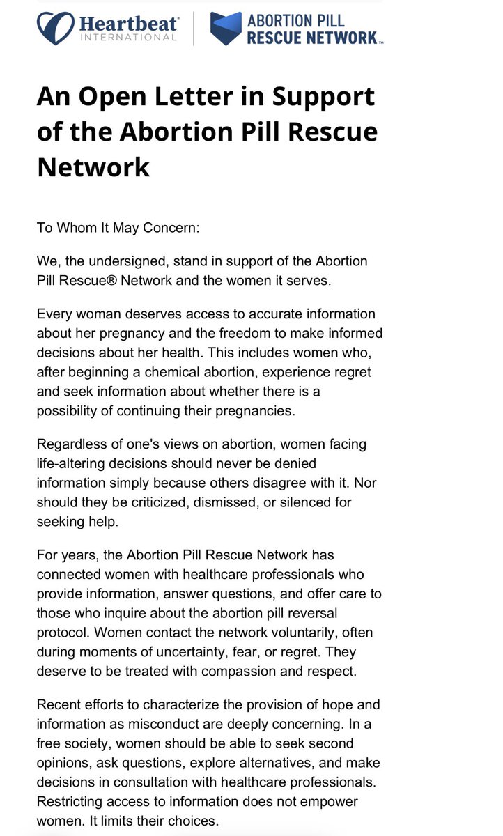 shspenxer's tweet photo. Sign this open letter in support of @HeartbeatIntl as they argue their case in trial against the California Attorney General. Women deserve to know about and have access to Abortion Pill Reversal. Pro-life charities have the right to share this information and provide this healthcare without facing ideologically motivated government interference.

https://t.co/GXYk6dW3An