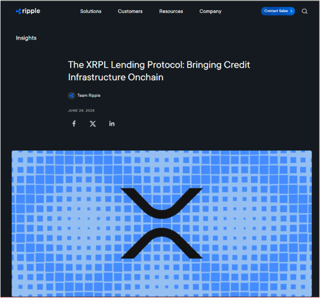 BankXRP's tweet photo. @Ripple  just published the full breakdown of the XRPL Lending Protocol credit infrastructure, natively onchain.

Single Asset Vaults. Standardized loan origination. Repayment and default logic enforced at the protocol layer.

Underwriting stays off-chain. Execution moves onchain. 

That's the separation institutions actually need.