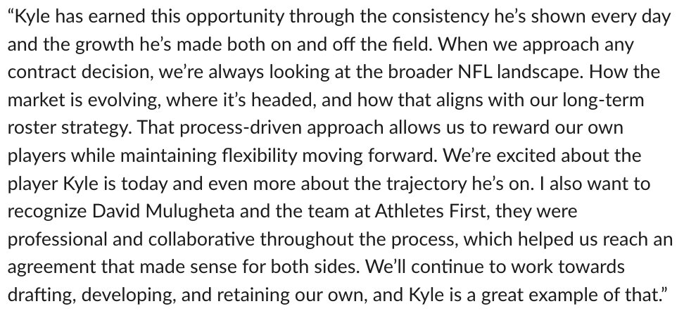 tori_mcelhaney's tweet photo. Full quote from Falcons general manager Ian Cunningham on the decision to sign Kyle Pitts to a new deal, made official today ⤵️
https://t.co/eKyXBpHO0S https://t.co/tQzCklvCt7