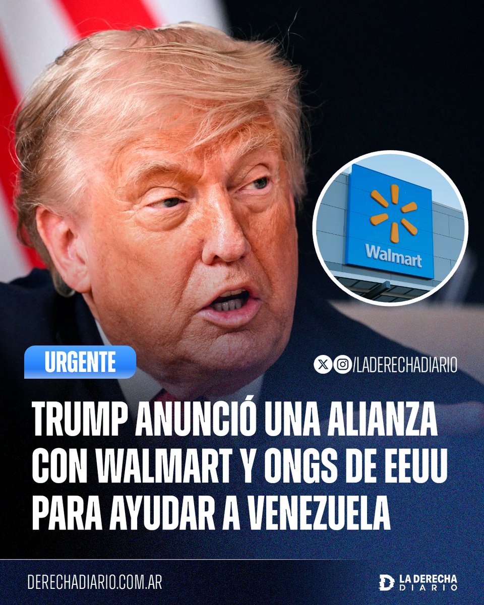 laderechadiario's tweet photo. 🚨🇺🇸🇻🇪 | TRUMP REDOBLA LA AYUDA: El Gobierno de Donald Trump anunció una alianza con Walmart, Global Empowerment Mission (GEM) y otras empresas y ONG estadounidenses para acelerar el envío de asistencia humanitaria a Venezuela tras los devastadores terremotos.

La iniciativa movilizará cientos de millones de dólares, equipos de rescate, asistencia médica, alimentos, agua y refugios, con el respaldo del sector privado estadounidense.