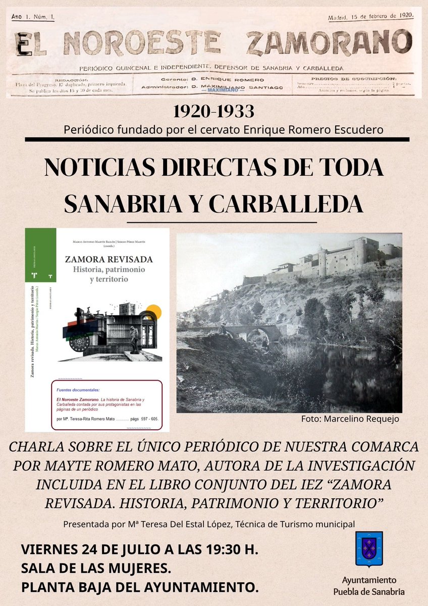 CasaRVillaCelia's tweet photo. @NicksNames Está en construcción @NicksNames te he dado una primicia😉
Estoy preparando unas #Charlas divulgativas sobre las #NoticiasDirectas de #TodaSanabriaYCarballeda, del periódico #ElNoroesteZamorano (1920-1933), hablaré de ello de momento en Galende, Villardeciervos, y La Puebla Sª. https://t.co/6jWxHgeqSH