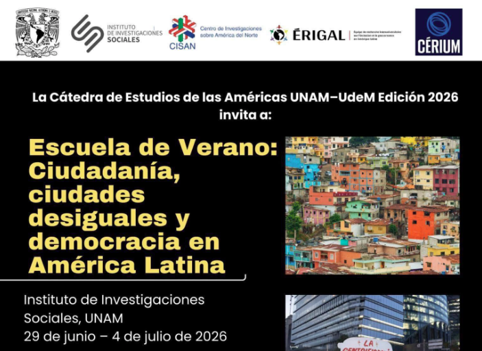 cisanunam's tweet photo. Hoy en el inicio de la Escuela de Verano: Ciudadanía, ciudades desiguales y democracia en América Latina, en el marco de Cátedra de Estudios de las Américas UNAM-UdeM Edición 2026. Una colaboración del @IISUNAM @cisanunam @CERIUdeM https://t.co/lWMHqzTuYj