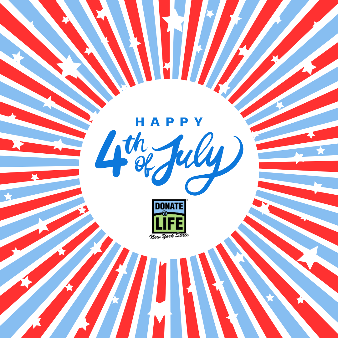 DonateLifeNYS's tweet photo. This July 4th, we celebrate freedom—and the power to give life. Organ and tissue donation is a meaningful way to make a lasting impact. Honor the spirit of the day by registering as a donor at https://t.co/hpViadofAa! 💙 #DonateLife #July4th #FreedomToGive https://t.co/7Iq1eNjLDz