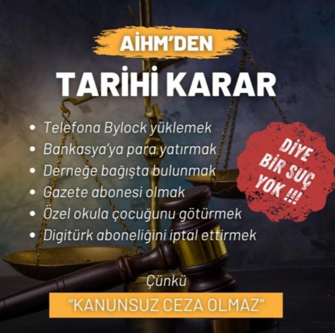 Yalova_KHK's tweet photo. @NigdeKhk @BenGarip247639 AİHM kararını verdi:"Kanunsuz suç ve ceza olmaz."dedi 
#AnayasaMadde90
Bu anayasa kimleri bağlar??
Anayasaya aykırı davranmak suçtur. https://t.co/2RYKOlZLfi