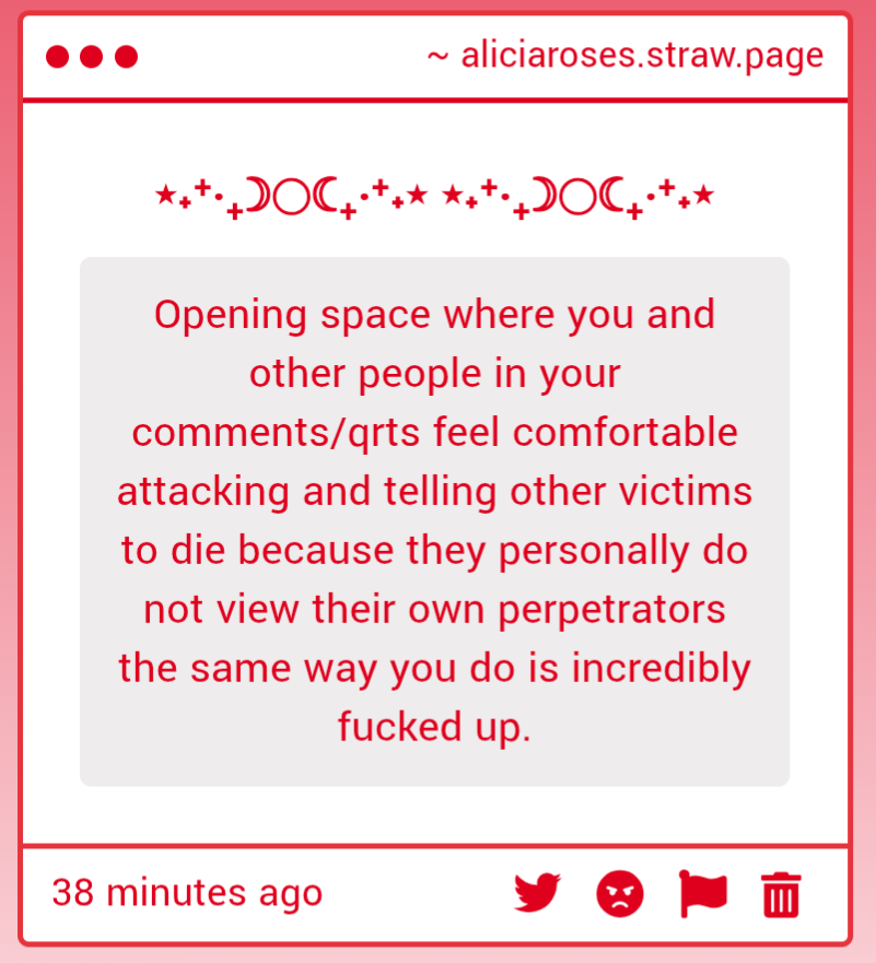 viosumii's tweet photo. I never told other victims to die. If other people have, that is not my fault nor is that on me because I am not responsible for them. If my mutuals have, please let me know and I will block them because I do not support harassment like that. https://t.co/a4TaKoYcqv