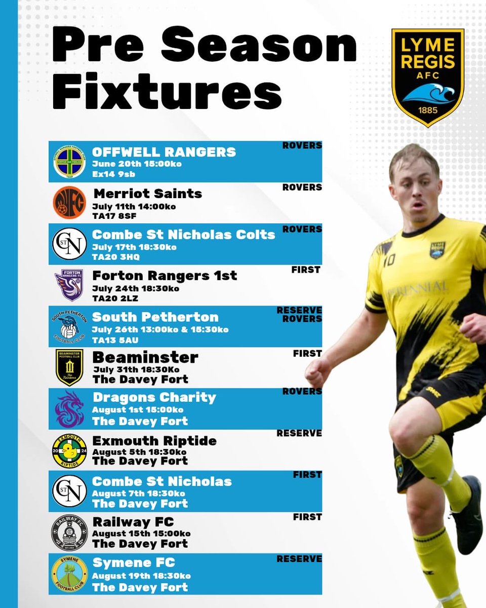 LymeRegisFC's tweet photo. Pre season training open to all. Old and new faces with any ability 16+. Come and join the Seasiders family. Tuesday and Thursdays from 6:30-8. Starting 7th July. With plenty of pre season friendlies and cups games to play too starting 11th July. 🌊⚽️ https://t.co/wpPs6Sk1hv