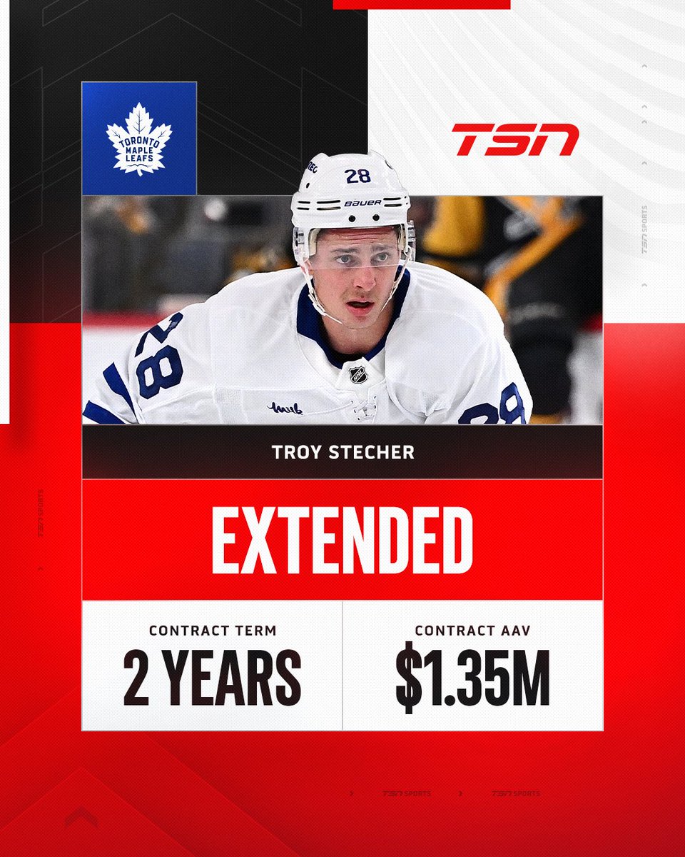 TSN_Sports's tweet photo. Troy Stecher is staying in Toronto after inking a new two-year deal with the Leafs 👀

(H/T @reporterchris) https://t.co/eO3KG7hguT