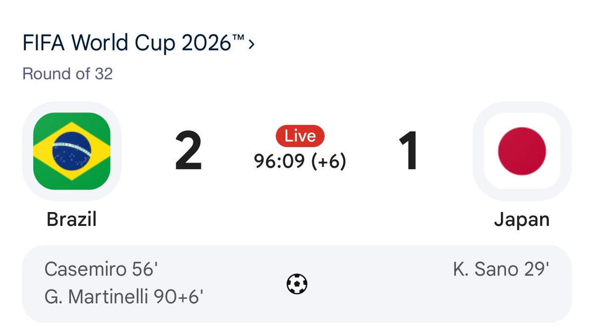 rikesh2050's tweet photo. Goal !
Brazil 🇧🇷-2
Japan 🇯🇵-1 https://t.co/RNygxcW7vo