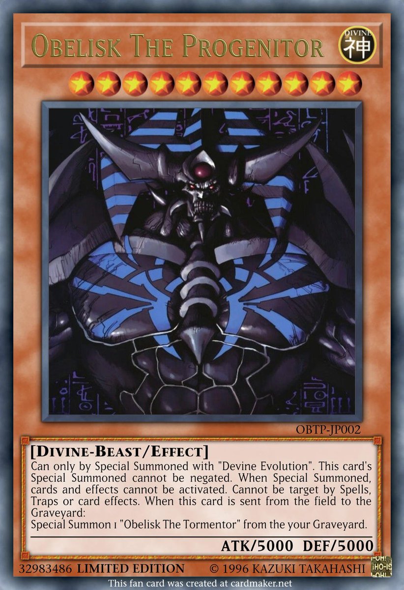 every_ygocard's tweet photo. Obelisk The Progenitor https://t.co/vQqaW1EyUL