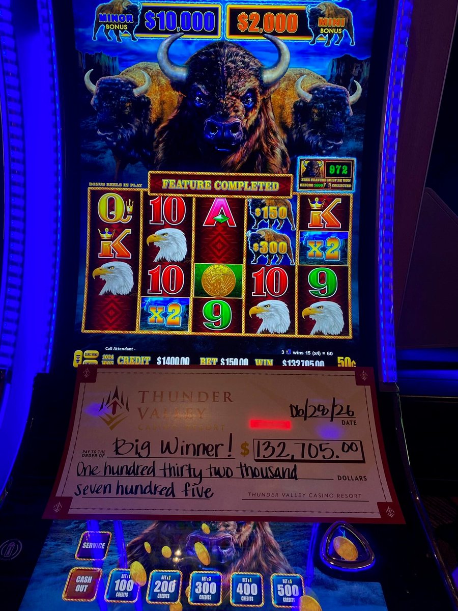 Thunder_Valley's tweet photo. BUFFALOOO! 🐃🎰 Big congrats to our recent big winner with a $132,705 jackpot on Buffalo Lightning Link. https://t.co/G6PSMTMTQp
