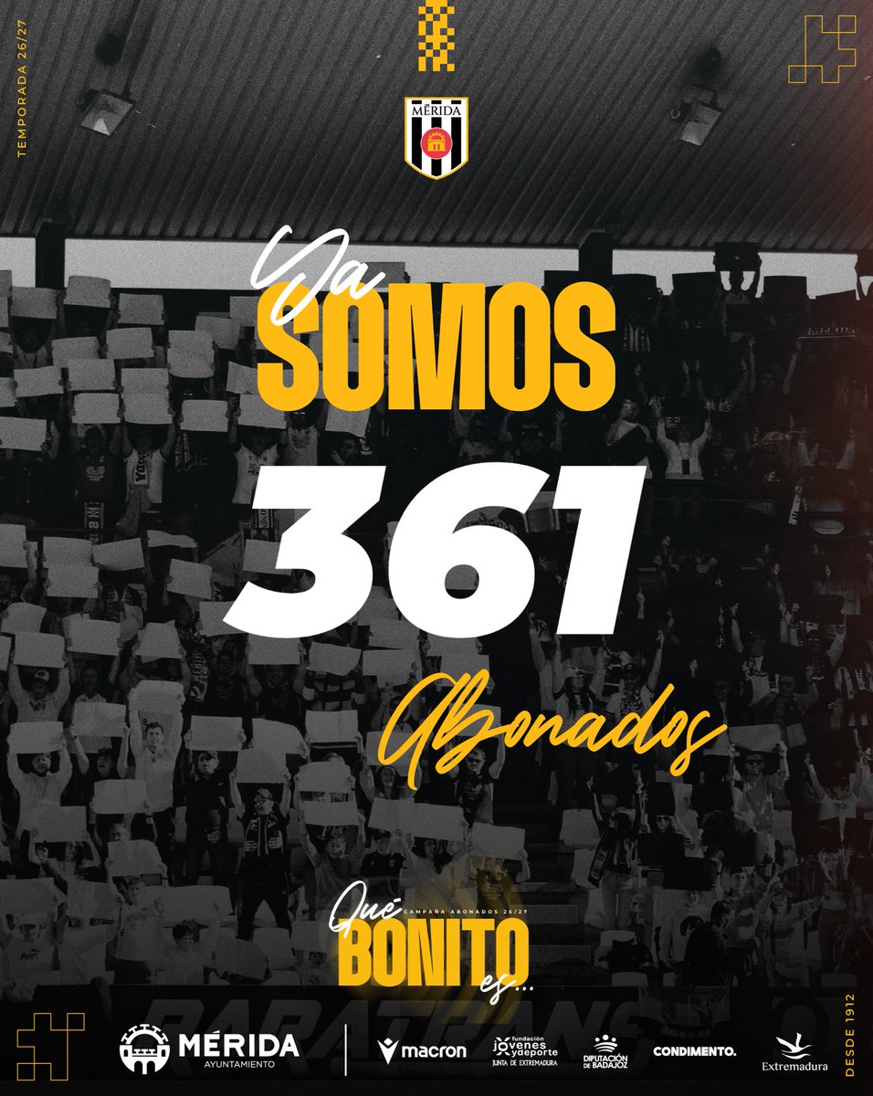 Merida_AD's tweet photo. 😍 #QuéBonitoEs… formar parte de la familia romana ⚪️⚫️

✅ Ya somos 361 abonados
🆕 58 nuevas altas 

ℹ️ La temporada 25/26, a 29 de junio, éramos 100 abonados 

🙌🏽 ¡Vamos a por muchos más romanos! https://t.co/rKGFiLTSxx