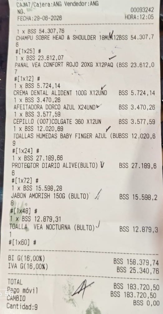 oburgoshi's tweet photo. ⚡ Hoy compramos insumos de higiene para las familias en los refugios en Venezuela 🇻🇪: pañales, toallas sanitarias, jabón, champú, cepillos y más. 

Me avisó un amigo desde el centro de acopio en la UCV que les hacia falta.

Foto y factura 👇 https://t.co/p9QScaurUN
