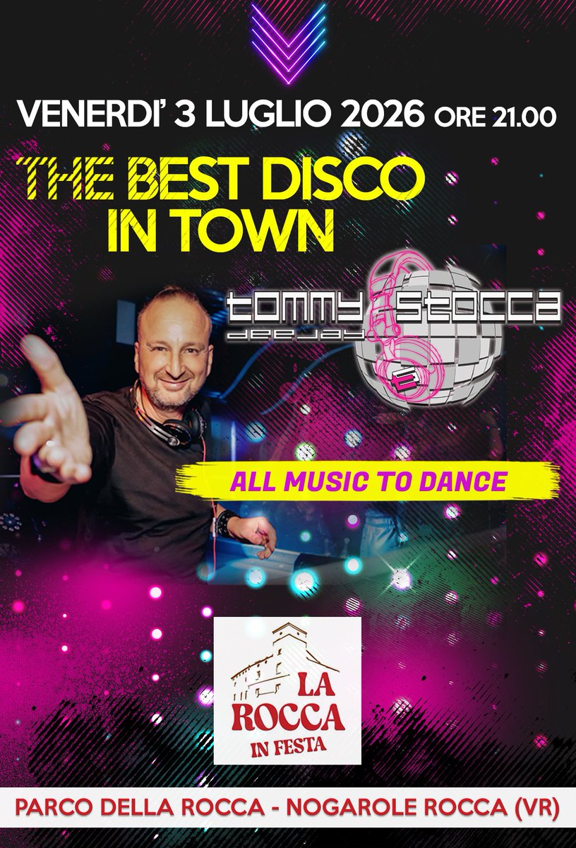 TommyStoccaDJ's tweet photo. Venerdì 3 Luglio ore 21: THE BEST DISCO IN TOWN @ La Rocca Festa - Nogarole Rocca (VR) https://t.co/Wp3WOt6EoT