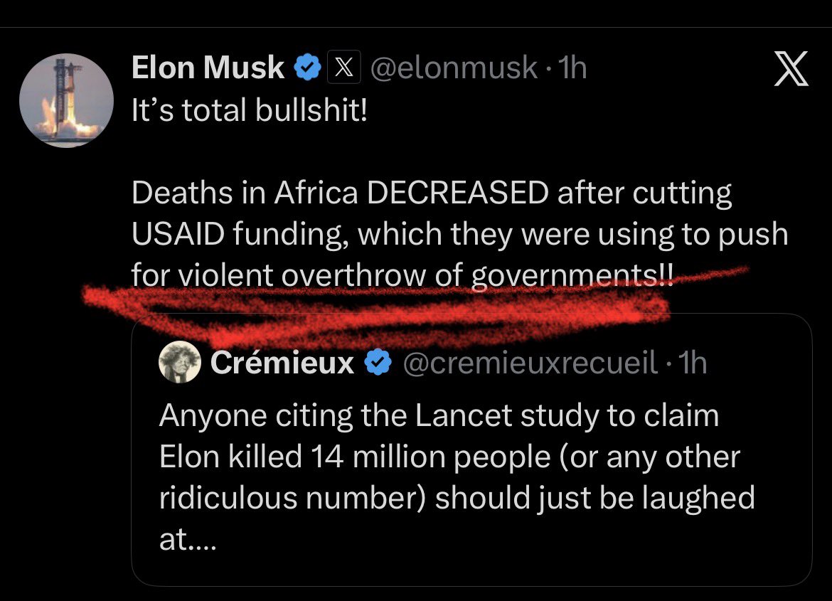 Big_Mck's tweet photo. Elon: USAID money was used to push for the violent overthrow of African governments.

In a bid to defend himself, the truth is coming out. Interesting. 

A good day for Pan-African conspiracy theorists. 🕺🕺🕺 https://t.co/PTRguLSkz1