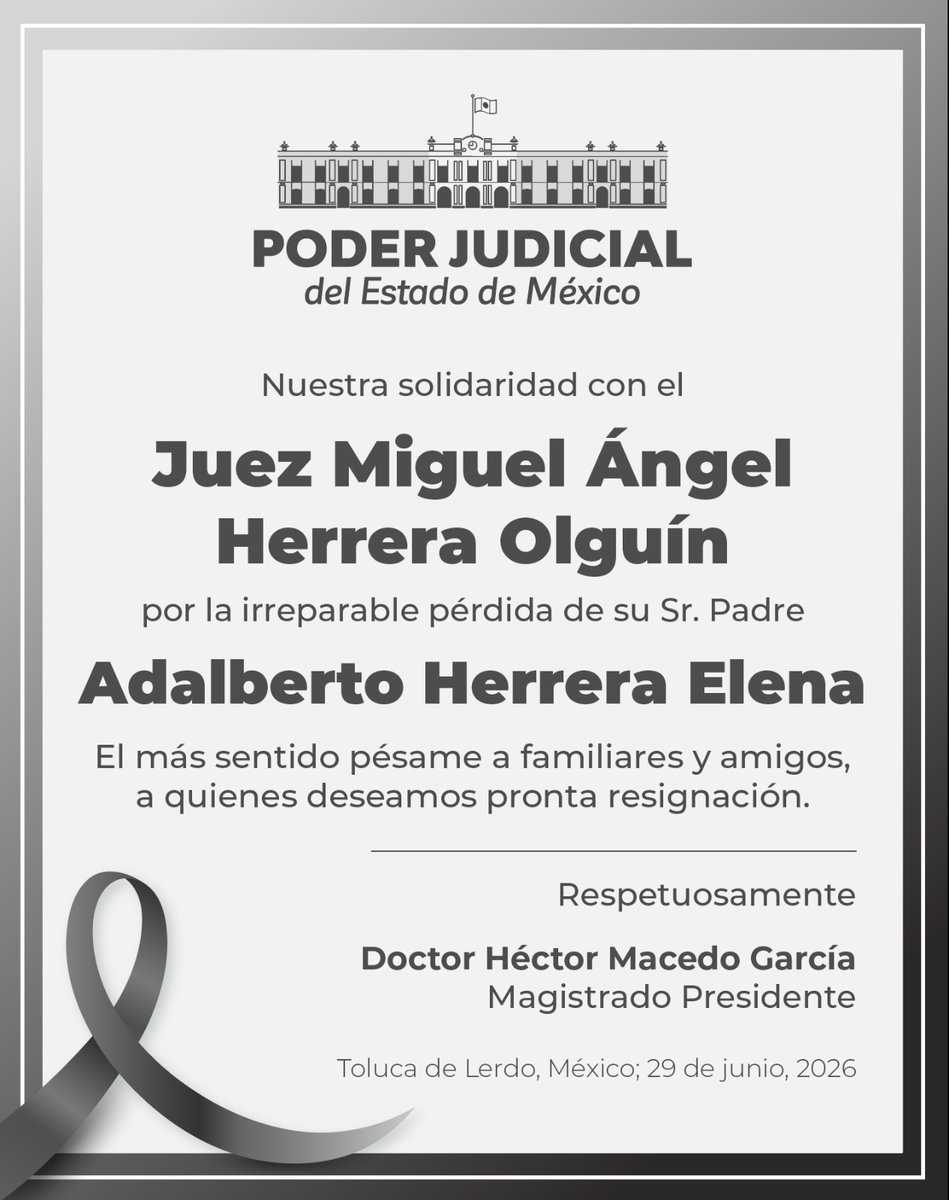 PJEdomex's tweet photo. Expresamos nuestro más sentido pésame. https://t.co/vcqYMmdXRG