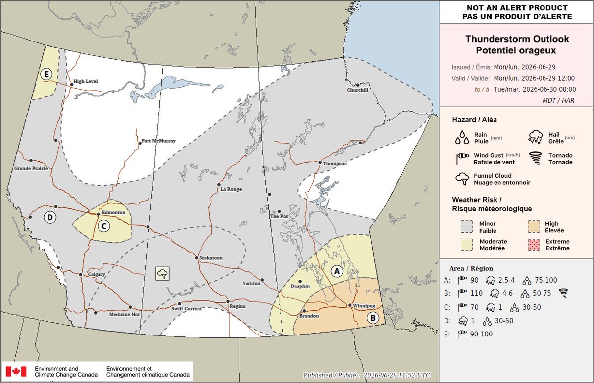 BraydonMoreSo's tweet photo. Another round of severe weather across southern Manitoba today. Strong winds, large hail and potential for tornadoes. #mbstorm https://t.co/DMGcMd0vGO