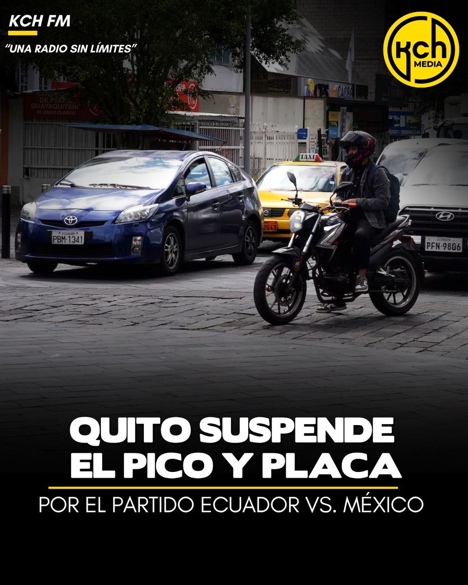 kchradio's tweet photo. CAMBIOS EN LA MOVILIDAD EN QUITO 🇪🇨

El martes 30 de junio, la Agencia Metropolitana de Tránsito (AMT) anunció la suspensión de la medida Pico y Placa en todo el Distrito Metropolitano de Quito, desde las 16:00 hasta las 20:00, para los conductores que tengan vehículos con placas terminadas en 3 y 4.