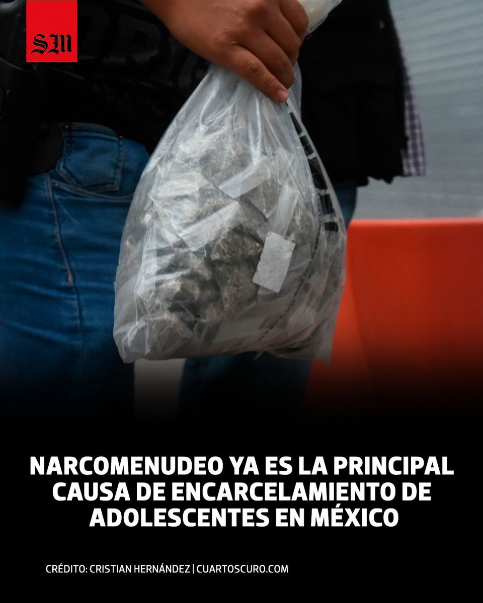 elsolde_mexico's tweet photo. 🚔 Por primera vez desde 2017, el narcomenudeo superó al robo como principal causa de internamiento de adolescentes en México, según el Inegi.

https://t.co/cFSvm6uCTH

📰 Pablo Rodríguez
📸 Cristian Hernández | https://t.co/QxkXJ3Cjfm https://t.co/akSqoIjvwx