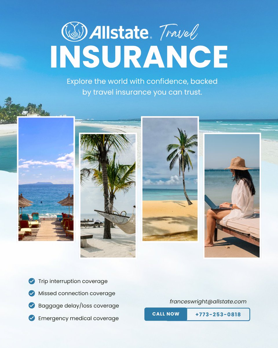 MarynSidney's tweet photo. ✈️ Adventure awaits—but make sure you're protected every step of the way.

Focus on making unforgettable memories—not worrying about the unexpected.

📞 Call or text me today for a FREE travel insurance quote!
📱 (773) 253-0818
#Allstate #YoureInGoodHands #TravelInsurance https://t.co/Gbxww6Gam6
