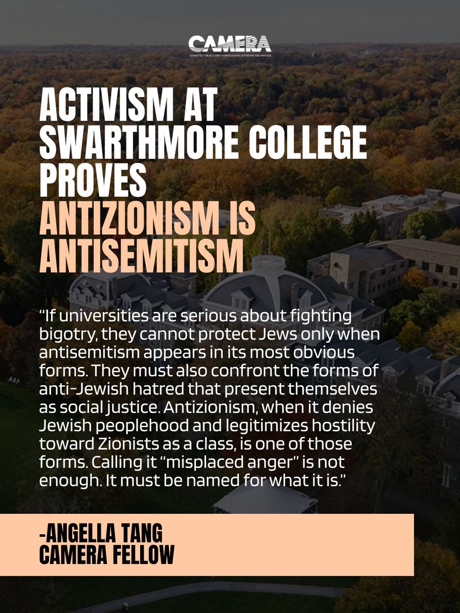 CAMERA4Truth's tweet photo. Swarthmore College’s weak response to graffitied inverted red triangles proves that campus anti-Zionism often serves as a guise for antisemitism.

 The inverted red triangle is a symbol used by Palestinian terrorists to mark IDF soldiers for execution and to express solidarity with such violence.

This normalization of symbols tied to violence against Jews and Israelis under the banner of anti-Zionism exposes a deeper problem: many treat anti-Zionism as categorically separate from antisemitism. 

Yet when it denies Jewish peoplehood, demonizes Zionists, and alienates Jewish communities, it functions as bigotry.

Universities, shaped by Soviet-era propaganda that recast hostility toward Jewish national aspirations as progressive politics, often fail to recognize antisemitism in anti-Zionist form. If they are serious about fighting hatred, they must confront these disguised versions—not dismiss them as “misplaced anger.”
