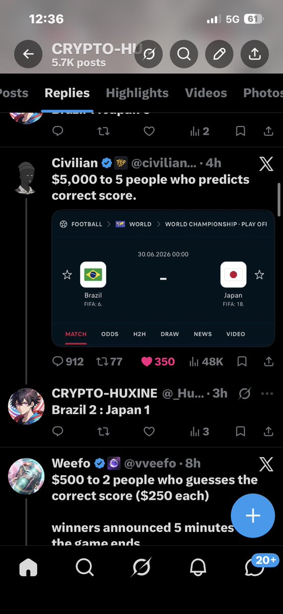 _Huxine's tweet photo. @civilianBTC 
Here we gooo 
Brazil won 🇧🇷 
2:1 https://t.co/kSY3PJJFIo