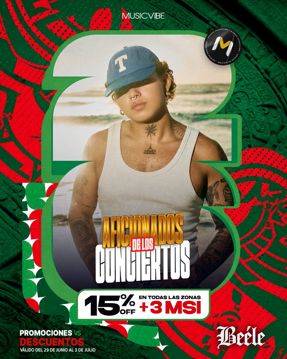 Musicvibe_mx's tweet photo. La pasión que nos une aún no termina 🔥🇲🇽

Continuamos con la celebración, aprovecha 15% de descuento + 3MSI en tus eventos favoritos 🔥 

🎟️ Boletos en las boleteras oficiales de cada evento https://t.co/P7LuhGuZbx