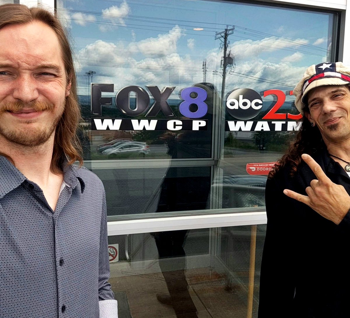 BlackRidgeMusic's tweet photo. 📺 MAKING OUR TELEVISION DEBUT 📺

Paul G. and Mike are in the house at Fox 8 WWCP TV for an interview! We will have more info on an airdate soon! 🤘🎥🤘

#television #interview #fox8 #tv #debut https://t.co/XKjYEg6Pkc