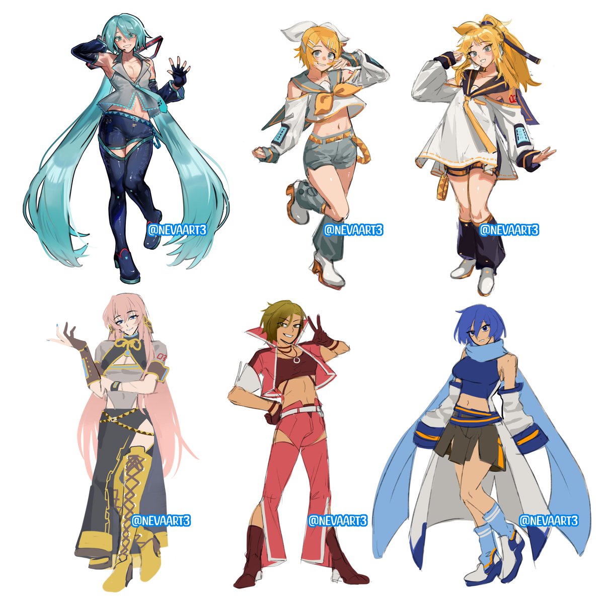 NevaArt3's tweet photo. All genderbend assembled! Adjusted Lenka outfit a bit to match Rinto more

I got tired so others just done in sketch lol

#VOCALOID https://t.co/0IhxSzpW6Y