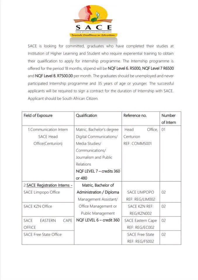 SACE9's tweet photo. 📌[SACE Open Vacancies] - Apply!

Full Advert link: 

https://t.co/LOicgspCPQ

The closing date for all applications are Tuedsay, 7th July 2026.

Direct your Queries to -
Mary Chauke: 012 663 0429  or Motsatsi Makgoba: 012 663 0423 https://t.co/v0GHSea91a