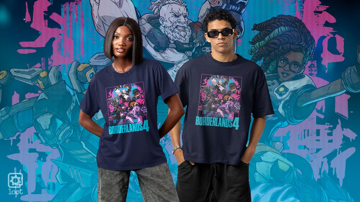 GearboxLoot's tweet photo. Can’t pick a vault hunter class? Choose them all with the #Borderlands4 Vault Hunters Tee 😉 

https://t.co/SPN9AXJ6tq https://t.co/FIx0fiClRj