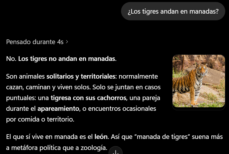 Matador000's tweet photo. Ese @ABDELAESPRIELLA es muy bruto, le pidió a @karolg que se uniera a su manada de tigres. 

Le pregunté a Chat GPT para salir de dudas y esto me contestó.

El "tigre" si tiene una manada, pero de idiotas. https://t.co/QyemKvO7eG