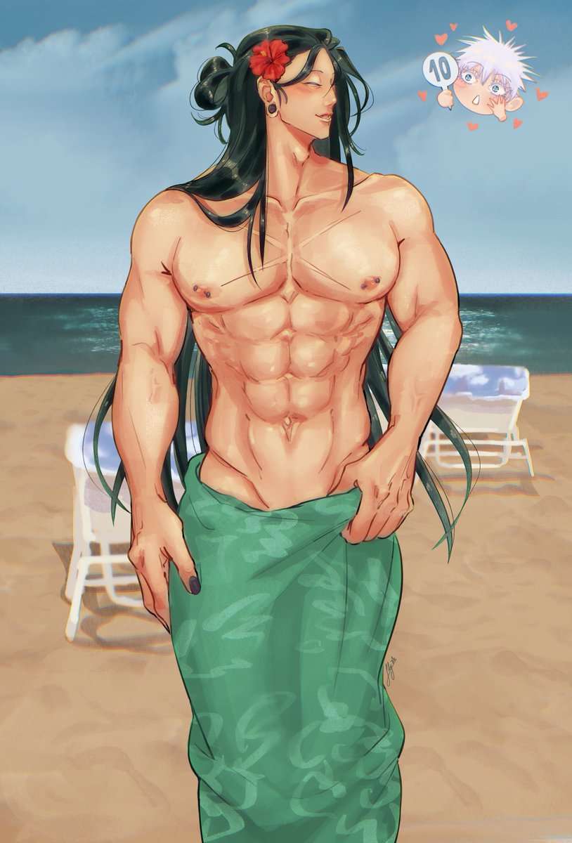 slythe_art's tweet photo. Never ending midnight sun 🏖️ #satosugu https://t.co/md0wQCpVzS