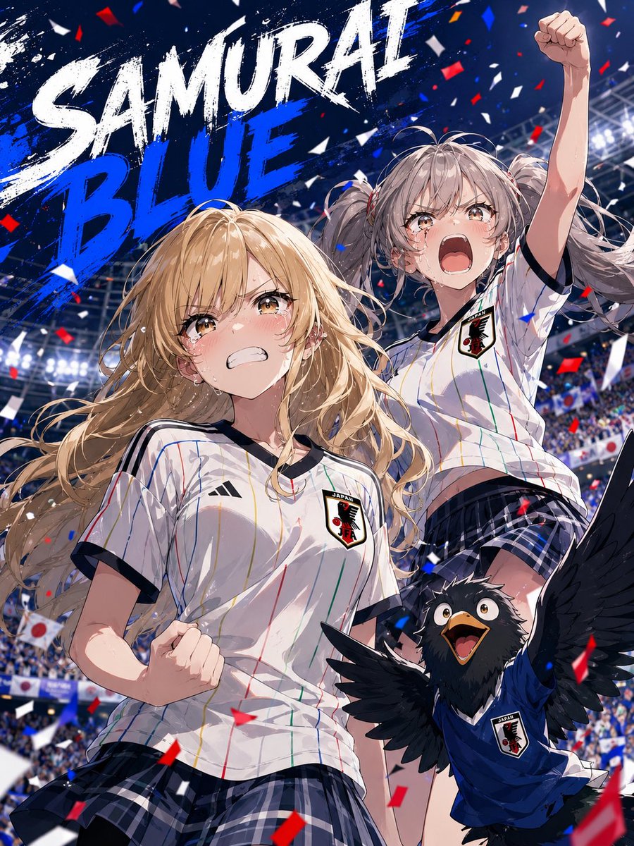 sktGT1016's tweet photo. #SAMURAIBLUE      
死闘の試合は日本🇯🇵1-2🇧🇷ブラジル！
負けたァ❗️死ぬほど悔しい‼️選手の涙を見て泣いてしまうほどにめちゃくちゃ悔しい‼️

「日本代表よ胸を張れ‼お前達は最高だ‼️️🇯🇵✨」

SFW anime-style illustration
Generated by @grok imagine https://t.co/yvaWP6xXsl