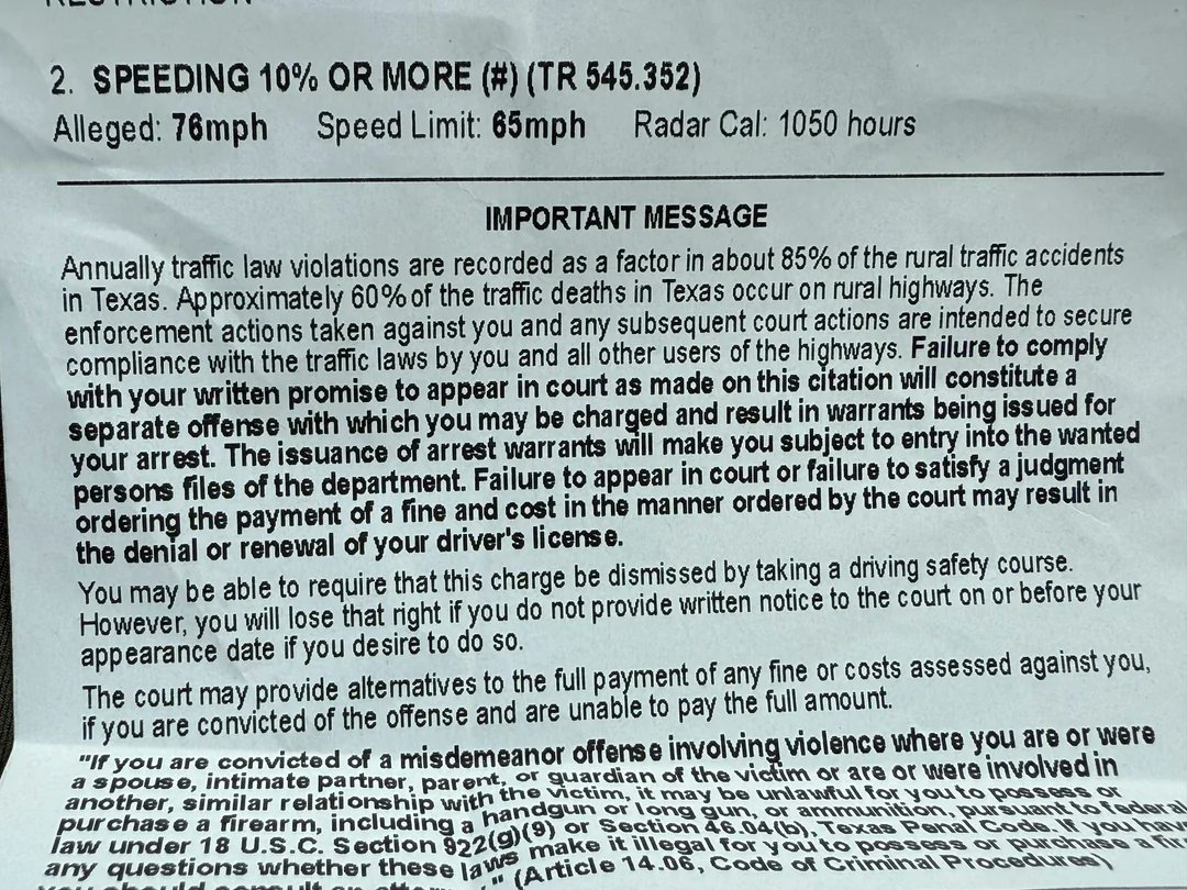 Real_WojakCao's tweet photo. Trooper pulled me over. I was cruise control 65. He told me I was going 73, then put down 76.
WTF？！ https://t.co/bYFNUfP7DO