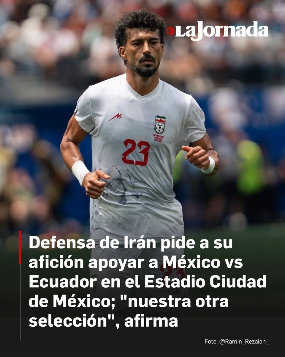 lajornadaonline's tweet photo. 🇮🇷 ⚽️ 🇲🇽 El futbolista iraní Ramin Rezaeian hizo un llamado a la afición de su país y a seguidores del futbol en general para asistir al Estadio Azteca, donde invitó a vivir un ambiente de hermandad y apoyo también hacia la Selección Mexicana, a la que calificó como "nuestra otra selección".

"¡La cita es en el Estadio Azteca! Los esperamos para llenar las tribunas y unirse en una sola voz, no solo por nuestro equipo, sino para apoyar con toda la pasión y el corazón a nuestra otra selección: ¡México!", escribió en su cuenta de X.

Lee más aquí 👇
https://t.co/4K1Pl00OJK