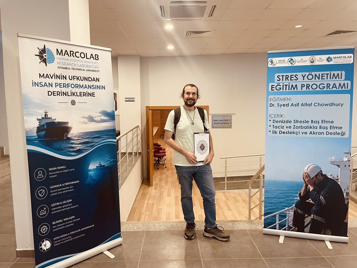 Meqtakbasch's tweet photo. Bugün, Dr. Syed Asif Altaf Chowdhury’ın anlatımıyla, DAD-DER, ITF, İTÜ MARCOLAB ve İTÜ Denizcilik Fakültesi iş birliğiyle düzenlenen “Denizcilikte Stres Yönetimi Eğitim Programı”na katıldım. https://t.co/CPIQVfX3RL