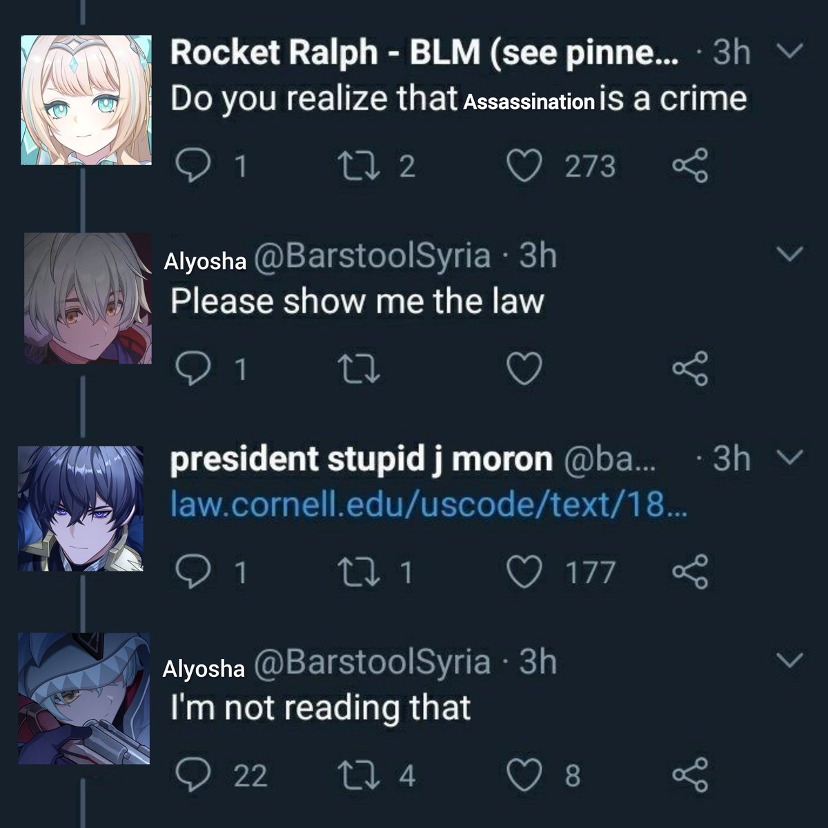Figsteward's tweet photo. #vesna #alyosha #valeriy 

Your honor the law is stupid anyways 🙄🙄 https://t.co/qcsn8CCIXC