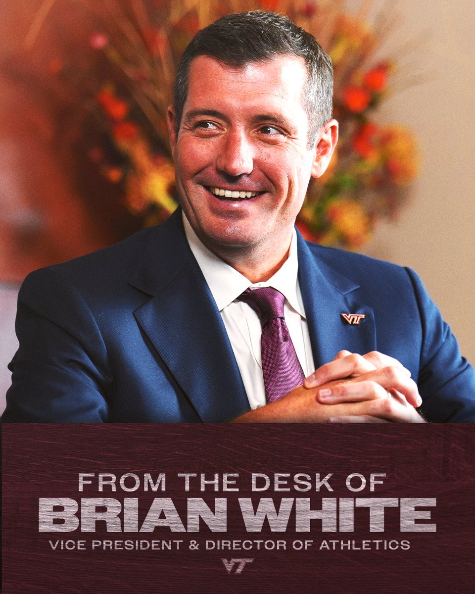 hokiesports's tweet photo. Fired up for what's ahead 🔥

Click below to read @Brian_E_White_'s first letter to Hokie Nation ⤵️

➡️ https://t.co/bccL1HAf2d https://t.co/9uv04NIC2b