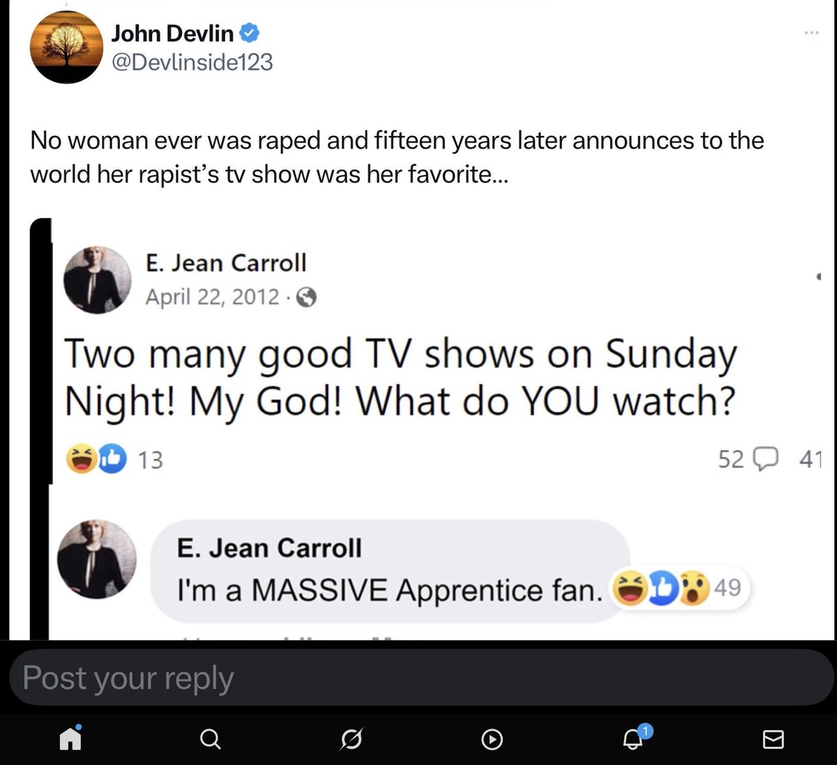 Devlinside123's tweet photo. @ejeancarroll https://t.co/HqDDc3jiCL