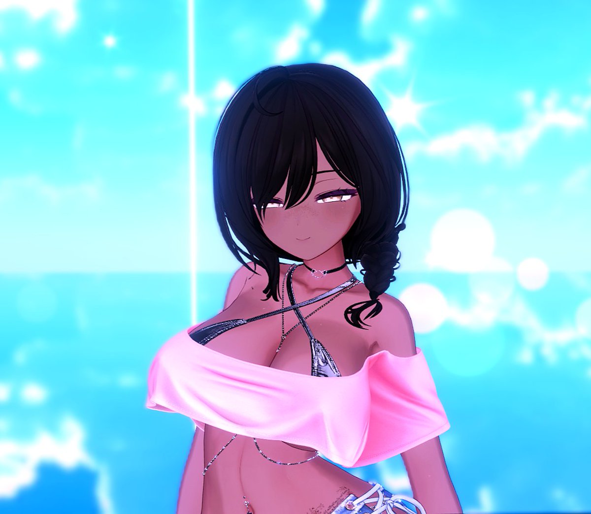SereoVr's tweet photo. ☀️ Summer heat hits different... 🔥✨ 
#VRChat #VRAvatar #SummerVibes #VirtualPhotography #AnimeStyle #BeachLook https://t.co/pb96j89pMm