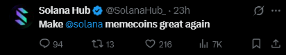 fadedentry's tweet photo. i genuinely don't know how nobody has made this yet.

"Make Memecoins Great Again" has quietly become the movement.

it's literally the slogan for the whole comeback.

it started with Ansem, now everyone is running with it.

the edits are everywhere on TikTok, retail is slowly coming back, and for the first time in a while people actually want to make memecoins fun again.

200k views, 26k likes:
https://t.co/oP6fo3Qeyf

it's bigger than one coin now, perfect runner for the whole movement.
https://t.co/KR31siuAIR