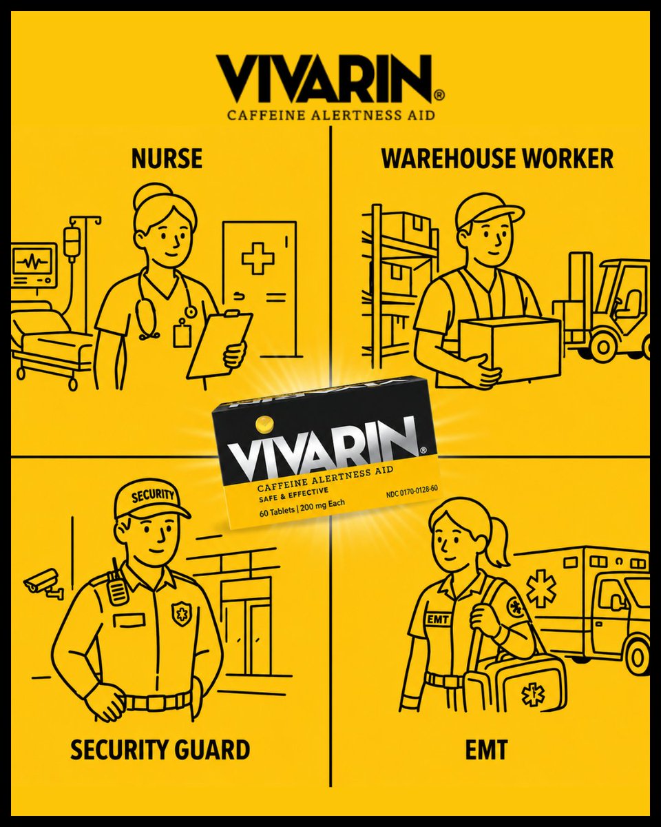 vivarintablets's tweet photo. For the people keeping hospitals running, packages moving, and communities safe after dark. 🌙
Vivarin® delivers fast alertness when you need it most.
#NightShift #Vivarin #StayAlert #ShiftWork https://t.co/kZl5IGgXtJ